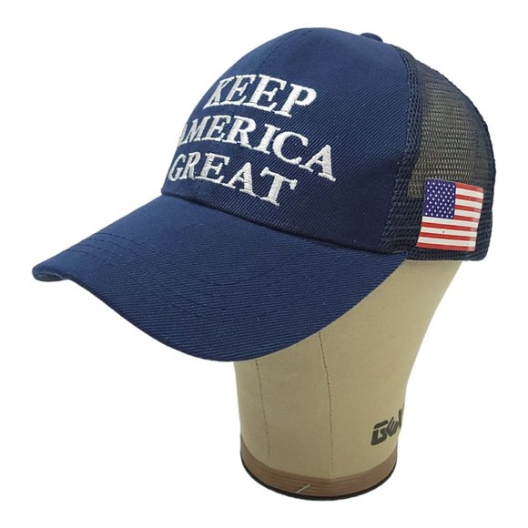 Keep America Great Mesh Snapback Cap Trucker Baseball Hat Trump 2020 Flag Blue - Picture 3 of 12